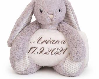 Personalised Bunny with Embroidered Fleece Blanket | Soft Cuddly Toy for Babies and Children | Gift