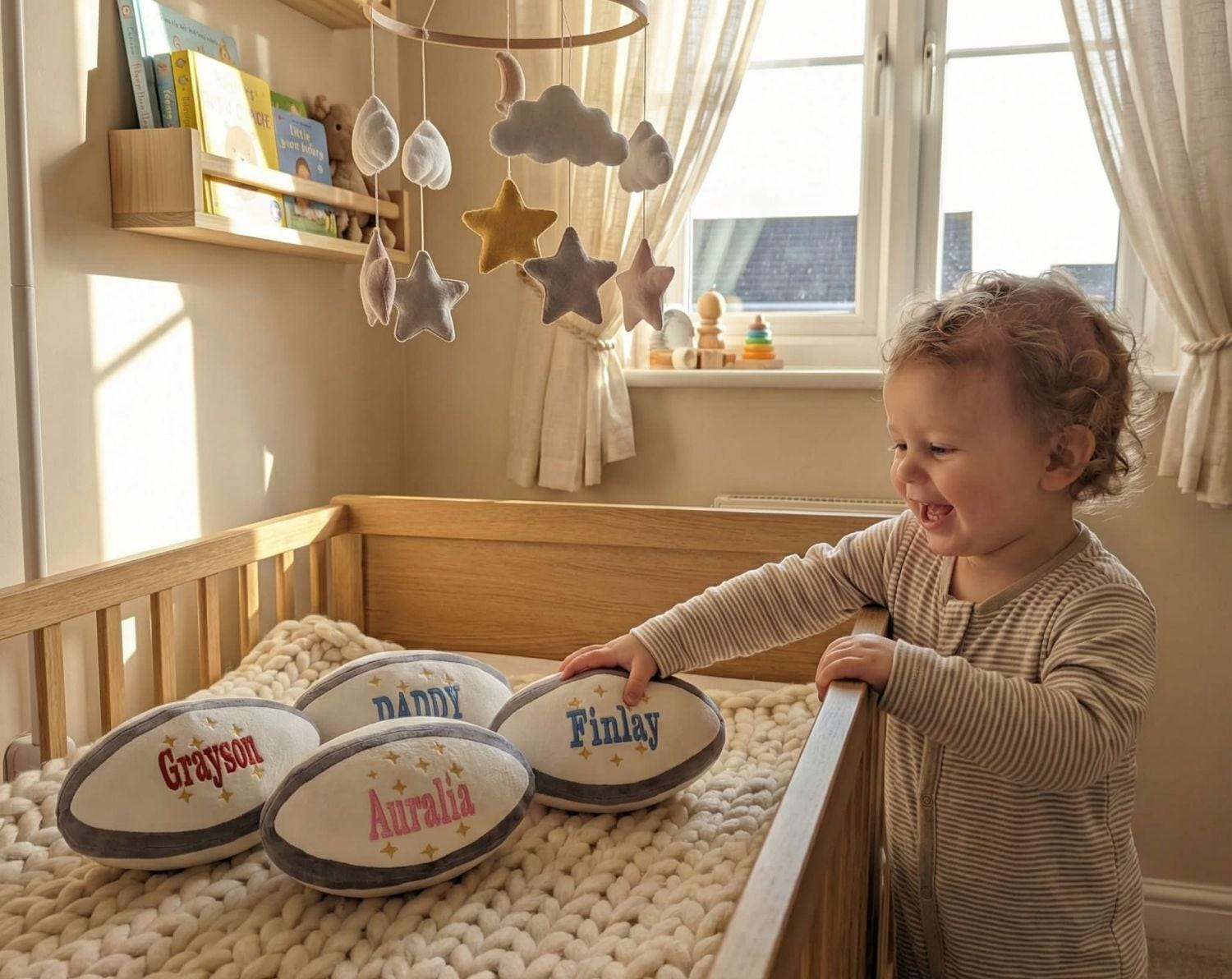 Personalised Plush Rugby Ball With Stars | Custom Name Gift | Rugby ...