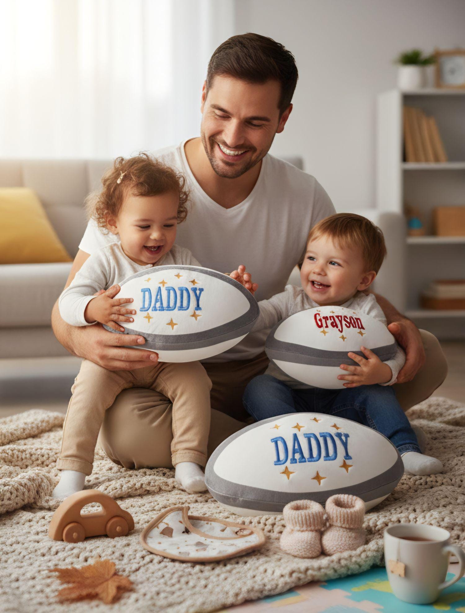 Personalised Plush Rugby Ball With Stars | Custom Name Gift | Rugby ...