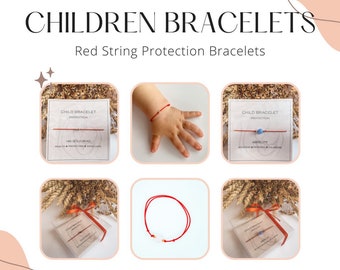 Bracelets de Protection pour Enfants - Cadeau de Baptême Chaîne Rouge Luxe Or, Argent ou Diverses Pierres Précieuses Perle Kabbale Bracelet pour Bébé ou Nouveau-né
