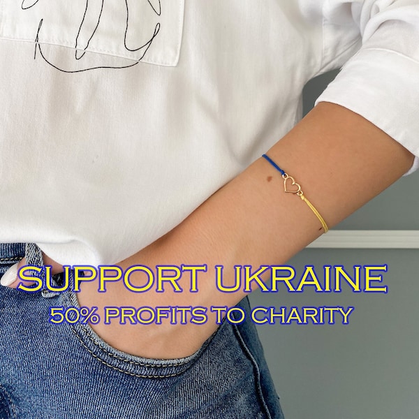 Support Ukraine Bracelet - 50% Profits for Ukraine Donation, Charity for Ukraine, Charity Friendship Bracelets, Ukrainian Flag Jewelry