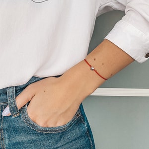 Red String of Fate Bracelet: Silver Star, Good Luck Charm
