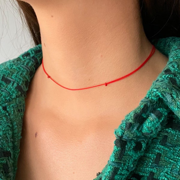 Kabbalah Red String Adjustable Protection Necklace Choker for Women Men - Red Cord Minimalistic Necklace Choker for Good Luck and Protection