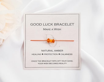 Baltic Amber Red Silk String Bracelet: Healing, Protection, Good Luck