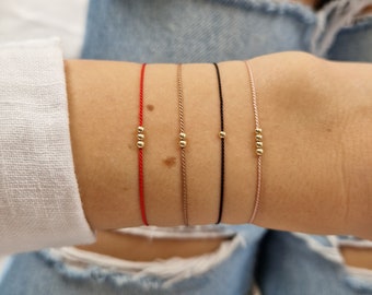 Kabbalah Red Silk String Bracelet: 14k Gold Bead, Good Luck Charm