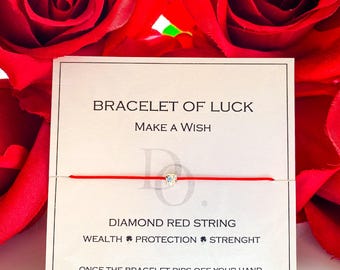 Kabbalah Red String Bracelet: Zirconia Diamond, Luck & Protection