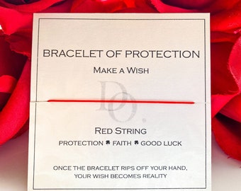 Red String Bracelet for Protection and Good Luck, Kabbalah Red Thread Make a Wish Bracelet, Buddhist Bracelet, Handmade Gift for Men / Women