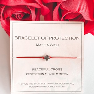 Red String Bracelet with Peaceful Cross: Protection & Good Luck