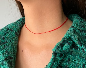 Kabbalah Red String Necklace: Adjustable Vegan Nylon Choker