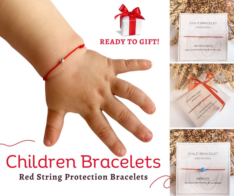 Bracelets de protection pour enfants à cordes rouges Bracelet Dzi rouge pour bébé ou nouveau-né pour attirer la protection et la bonne chance dans la vie de l'enfant, cadeau de baptême image 1
