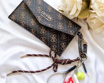 Good Luck Gemstone Bag Charm: Beaded Leather Purse Charm