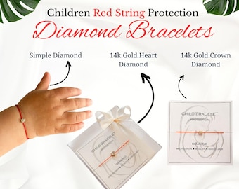 Red String Diamond Bracelet for Children: Protection & Good Luck
