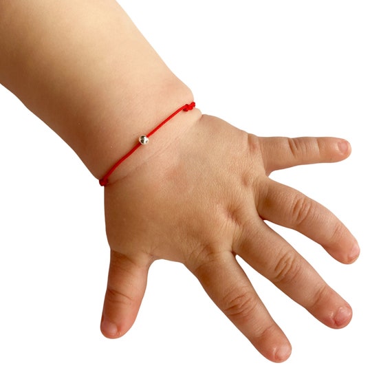 Kid Bracelet 925 Sterling Silver - Baby Red String Bracelet with Real Silver 3mm Bead, Protection Bracelet for Children