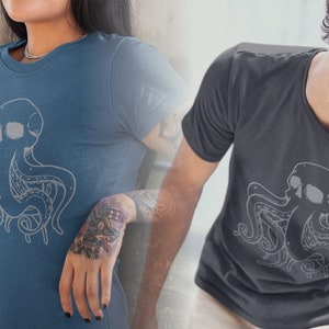 Tshirt unisexe pieuvre, chemise pieuvre, cadeau pour lui ou elle, excellent cadeau, cadeau pour un ami, modèles de tshirt.