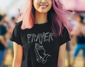 Camiseta con estampado de oración – Camiseta minimalista de estilo urbano cristiano