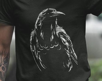 Raven Crow T-Shirt, Moody Gothic Bird Graphic Tee, Nature Lover Apparel