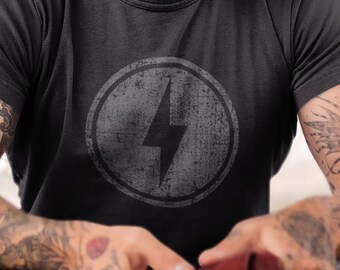Graphic Lightning Bolt T Shirt, Minimal Streetwear Tee, Edgy Modern Clothing