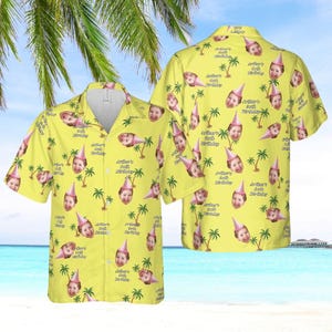 Custom Hawaiian Shirt with Logo, Hawaiian Button Up Shirts for Men Women Kids Pet, Custom Face Shirt Summer Gifts Anniversary/Birthday Gifts