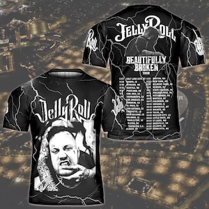 Jelly Roll 3D Graphic Shirt, Retro Big Ass Tour 2025 3D Graphic Concert Shirt for Fans, Jelly Roll T-Shirt, Unisex Rapper Music Shirt