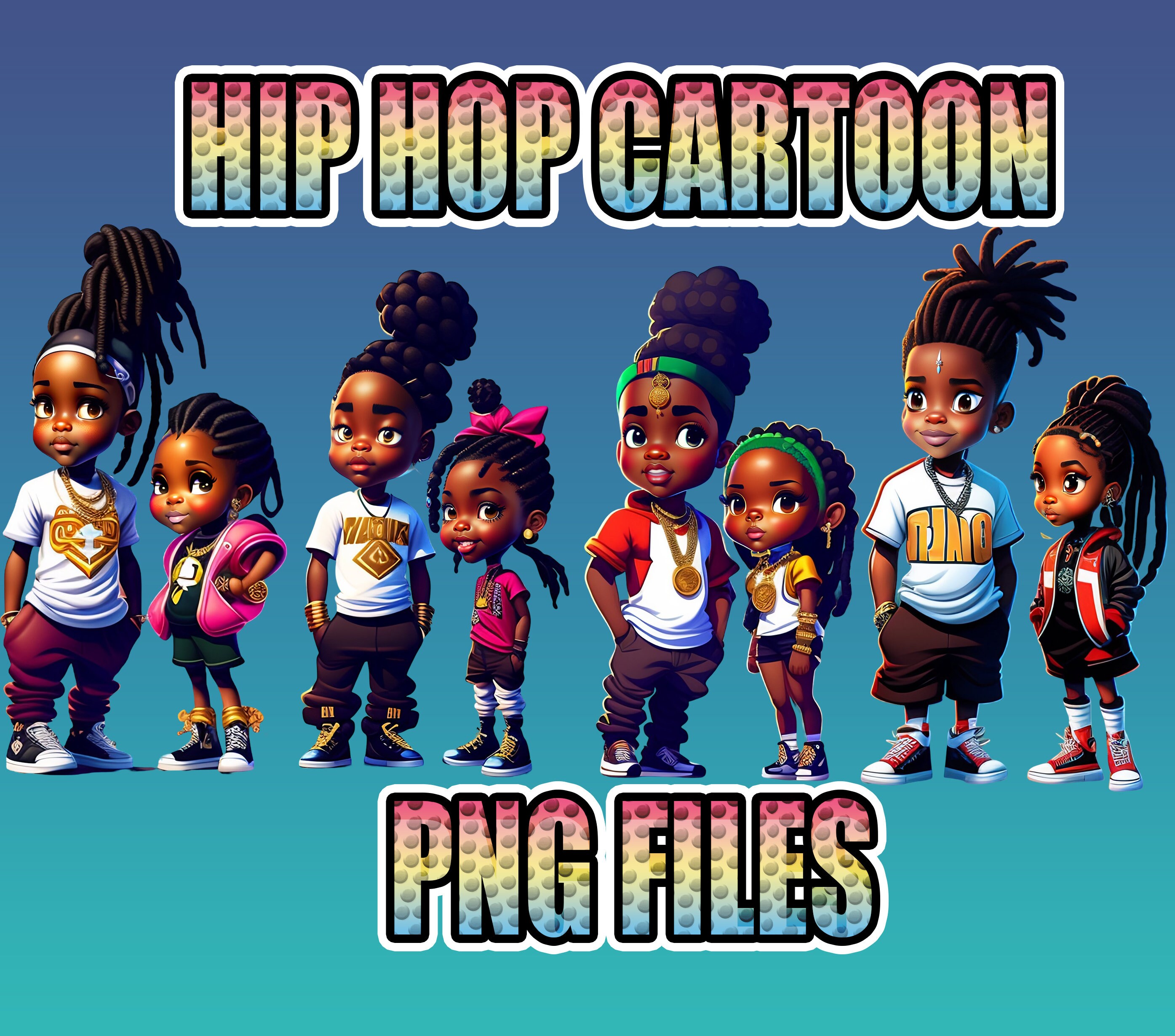 Hip Hop Cartoon Boy & Girl Pack 2 - Etsy