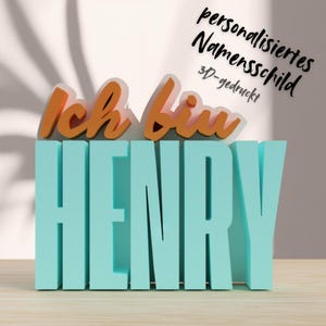 Personalisiertes 3D Namensschild für Kinder – "Ich bin" + Name – Kinderzimmer Deko – Geschenk zur Einschulung, Geburt oder Geburtstag