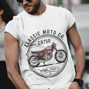 Honda CB750 T-Shirt, Vintage Motorcycle Tee, Classic Moto Co, Biker Shirt Gift for Him, Honda Classic Bike, Motorcycle Gift image 1