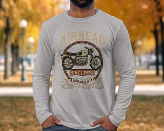 BMW Airhead Long Sleeve T-Shirt, Biker Gift for Him, Classic Moto Co, Vintage Motorcycle Tee, BMW Flat Twin Rider Apparel, Motorcycle Gift