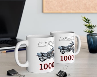 Kaffeetasse mit Honda CBX1000-Motiv von 1981, klassisches Motorradgeschenk, Vintage-Motorradbecher, Geschenk für CBX-Fahrer, Honda-Motorrad-Kaffeebecher, CBX-Fahrerbecher