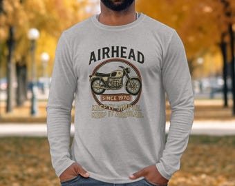 BMW Airhead Long Sleeve T-Shirt, Vintage Motorcycle Tee, Classic Moto Co, BMW Biker Gift for Him, Flat Twin Legend, BMW Rider Shirt