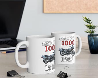 Honda CBX1000 Motorradbecher von 1981, Vintage-Motorrad-Kaffeebecher, Classic Moto Co, Geschenk für Honda-Biker, Becher für Motorradliebhaber, CBX-Kaffeebecher
