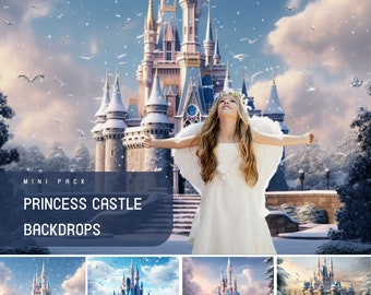 Castle Backdrop, Princess Castle, Fairy Castle, Children Castle, Photo Editing Pack, Winter Backdrop, Fairytale Castle Backdrops