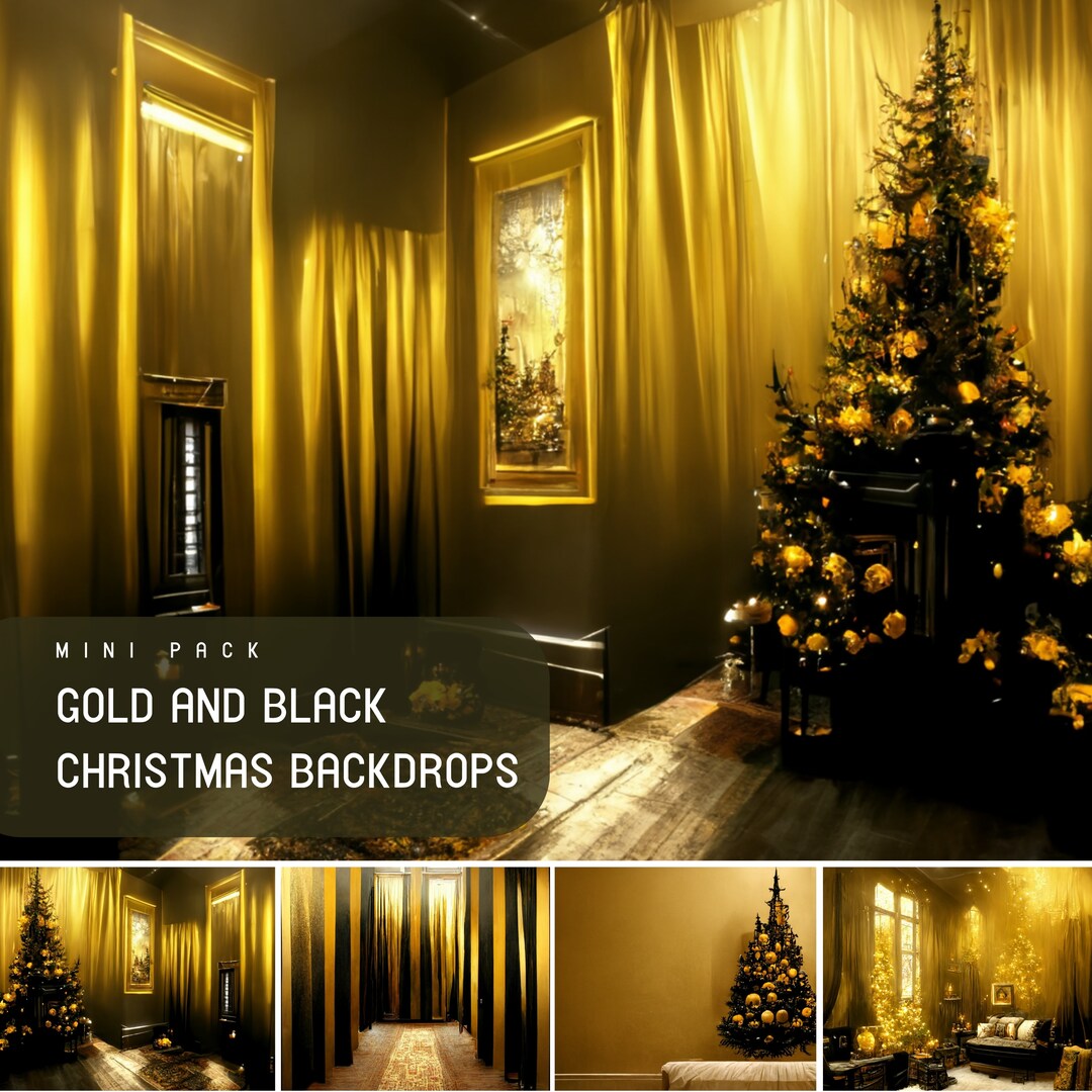 Christmas Digital Backdrop, 24K Gold Christmas Background for Photoshop ...