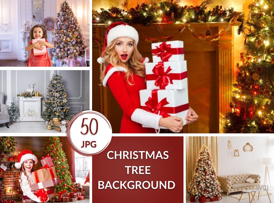 50 Christmas Tree Backdrops, Decorated Spruce Textures for Photo