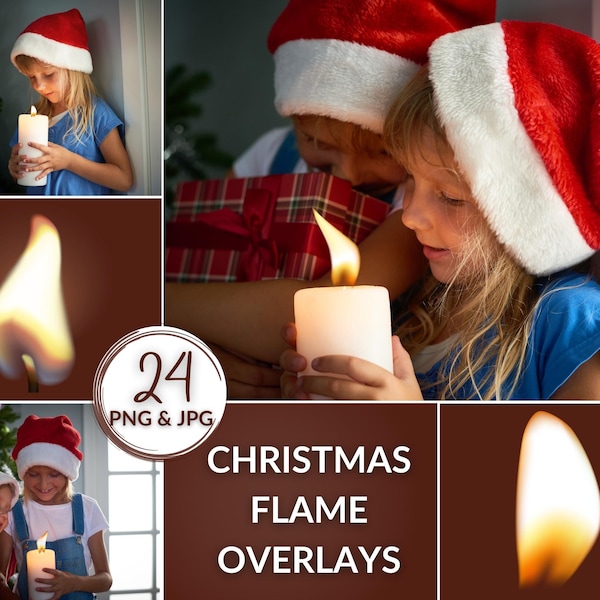 Christmas candle flame overlay - candle flame light photoshop overlays, magic flame overlays for Photoshop, Christmas Night Candle Flame