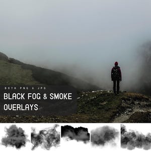 25 Black Fog and Smoke Overlays, Mist Textures for Photoshop, Realistic Foggy Effect for Photo Editing, Scary horror effect, Overlay Pack