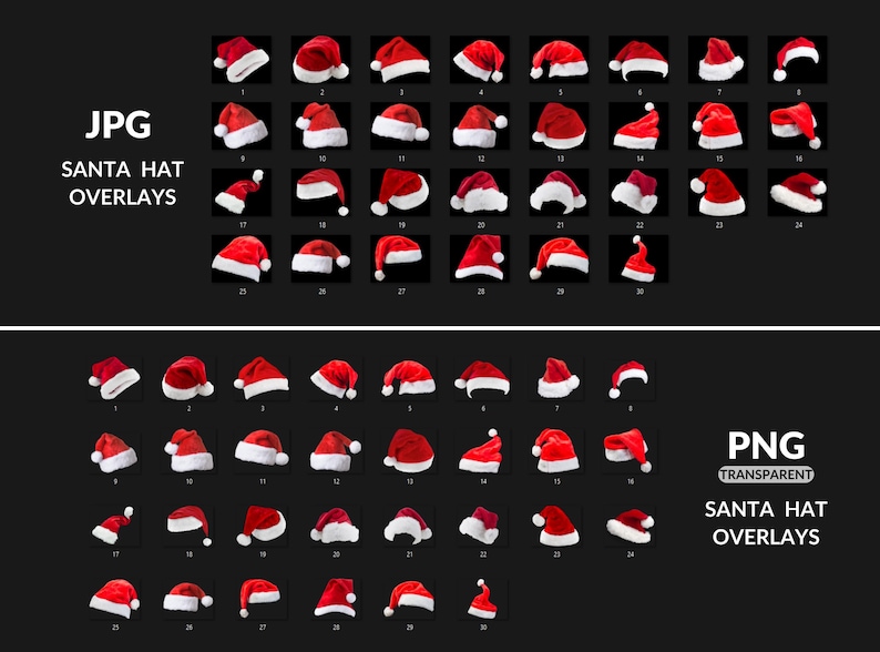 Christmas Santa Hat, Santa Hat Png, Magic Winter Overlays for Photo ...