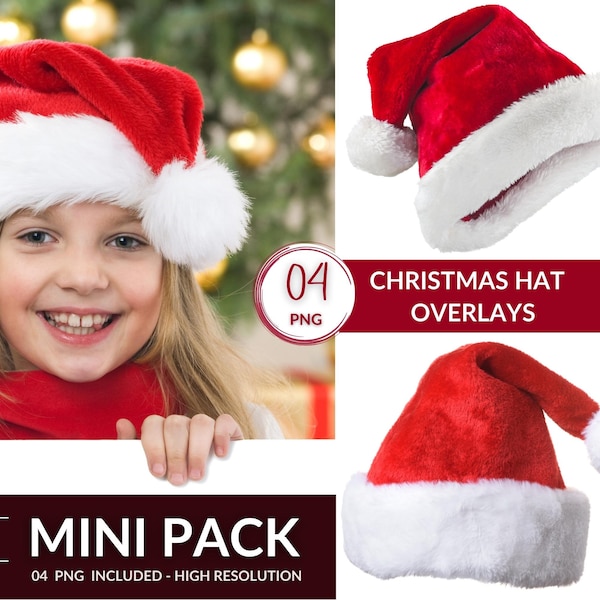 Christmas Head Overlays - Best Mini Pack of Digital Overlay, Photo Editing Pack, Christmas Red hat overlays, Christmas Santa hat, Kids hat