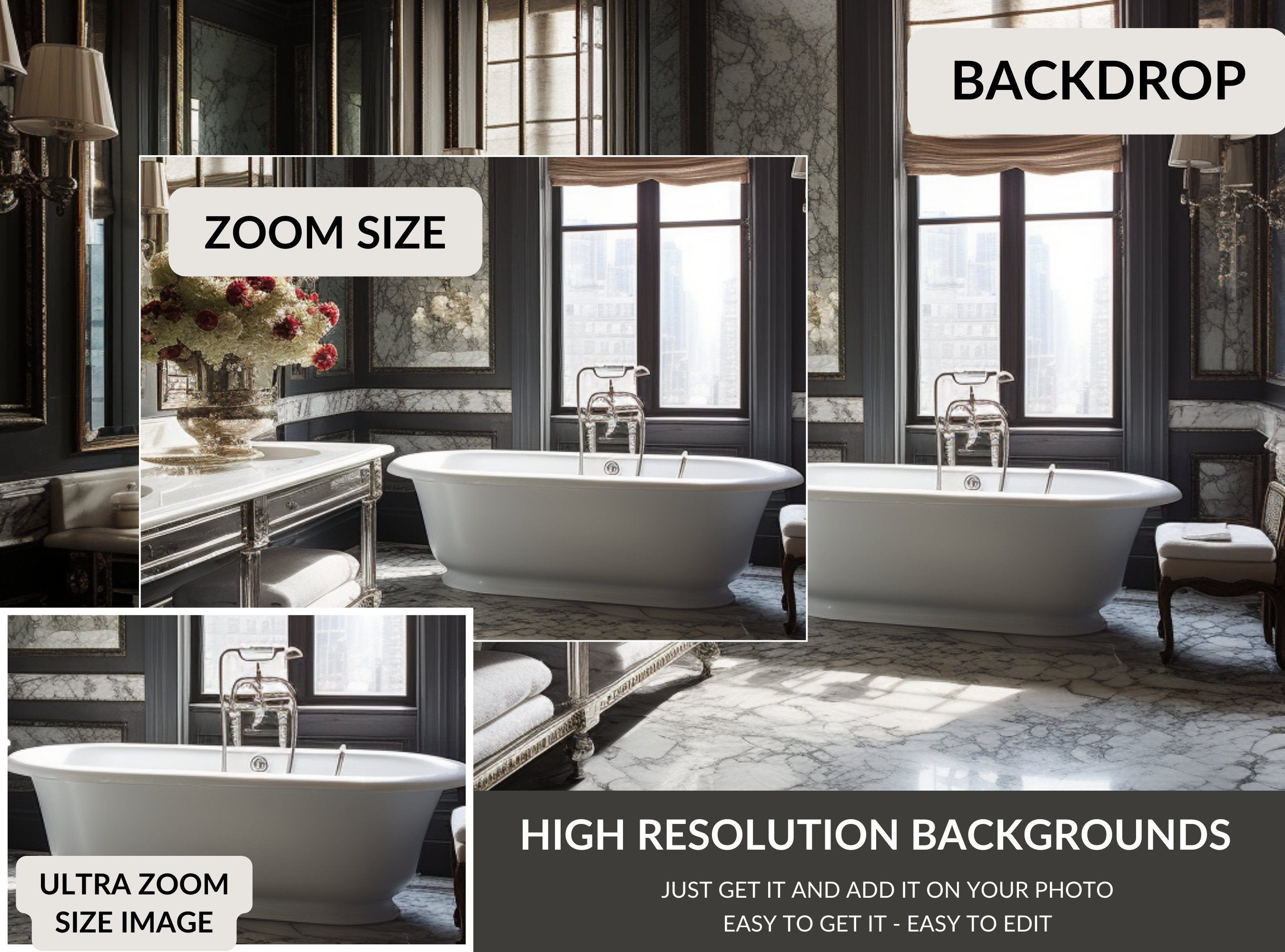 Bath Tub Backdrops, Overlays, Portrait Photo Texture