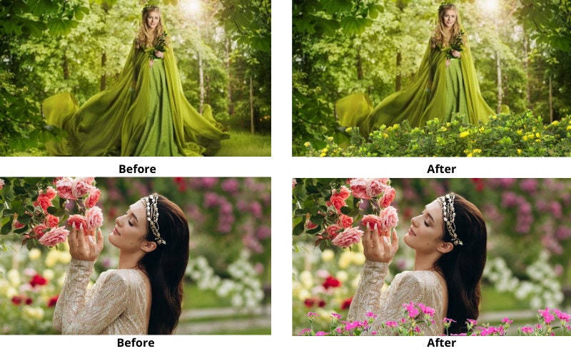 49 Flower Bushes Overlays, Digital Floral Art Frames