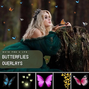 Butterfly Overlays, Magic Butterfly Glow,Digital Texture, Sparkle Effect, Wonderland Photography Pack,Fairy Magic butterfly, lucky butterfly