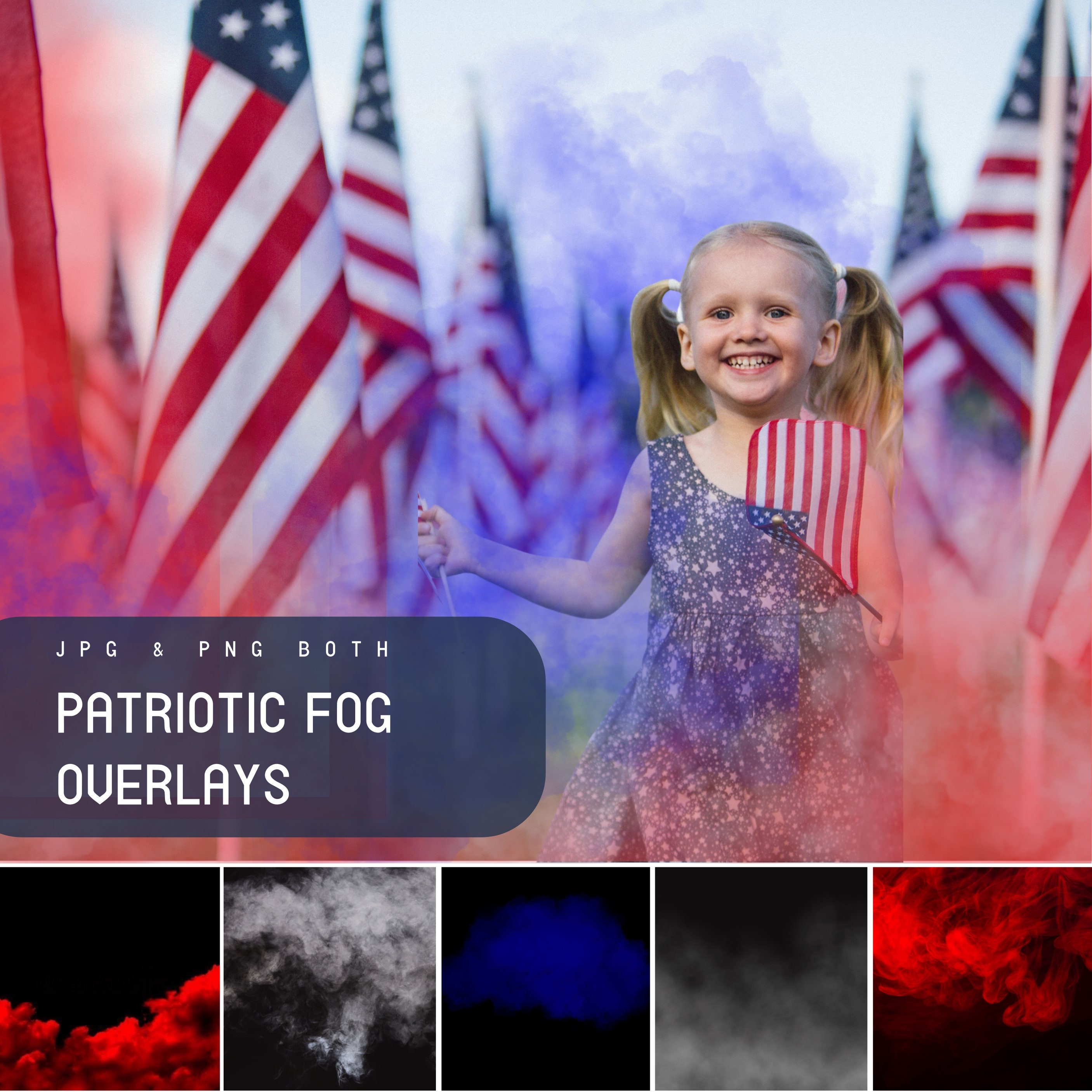 4th of july patriotic overlays, mist overlay, smoke overlay, red blue white american colors smoke overlays, overlay bundle, american's day