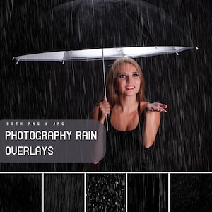 Photography Rain Photoshop Overlays, Drizzle Digital Textures for Photo Editing, Heavy Rain & Raindrops Effect, Autumn Weather Overlay Pack
