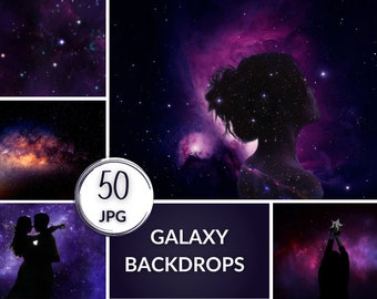 50 Galaxy Backdrops with Distribution License, Start Night Sparkles Backdrops for Photography, Printed Backdrops, Galaxy Backdrops hd