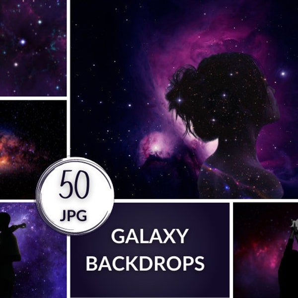 50 Galaxy Backdrop, Start Night Sparkles Backdrops for Photography, Printed Backdrops, Galaxy Birthday Party Background