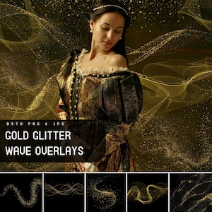 Gold Glitter Overlays, Blowing Glitter Digital Textures for Photoshop, Sparkle Effect for Photo Editing, Christmas Photography Gold waves