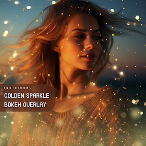 Glitter Overlays for Photo Editing, Golden Sparkle Bokeh Digital Effect for Photoshop, Sparkles Sequins Texture Package for Photographer