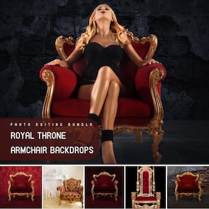 Royal Throne Armchair Backdrops, Maternity Backdrop, Red Royal, Luxury Armchair Background, Photography Backdrop, Royal Chair backdrop