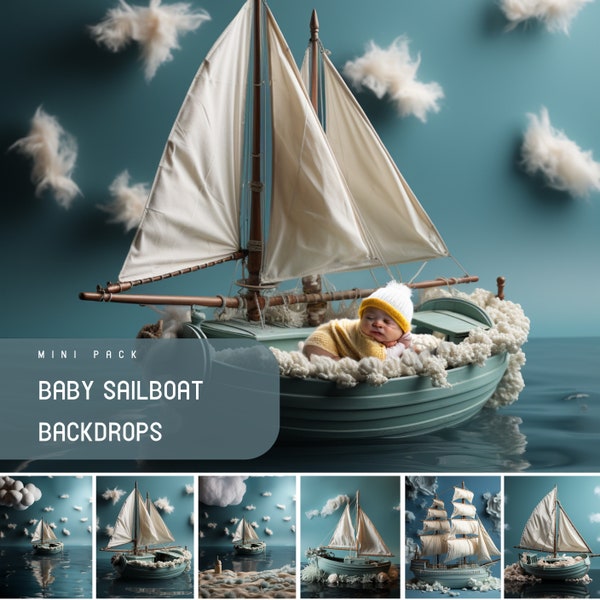Newborn Baby Backdrop, Baby Sailboat Backdrops, Baby Birthday Backdrops, Digital Backdrops, Perfect for Newborn Photography, Floating Kid