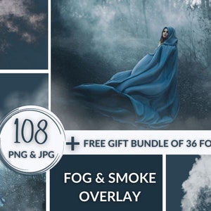 108 Fog and Smoke Overlays, Mist Textures for Photoshop, 36 FREE Red Realistic Foggy Effect for Photo Editing, Summer Digital Overlay Pack