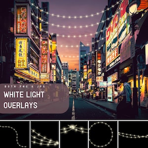 White Lights Overlays, Light Leak Photo Textures, Wedding Digital Overlay Pack, Street lights, Christmas tree decor light, Glowing lights